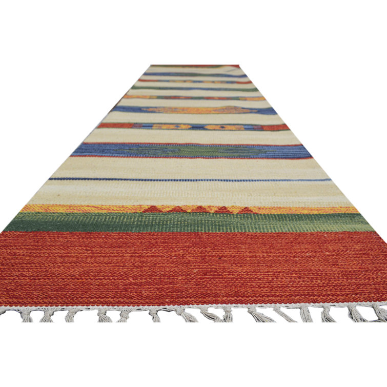 Bakero Country Handmade Flatweave Cotton Beige/Blue Rug & Reviews